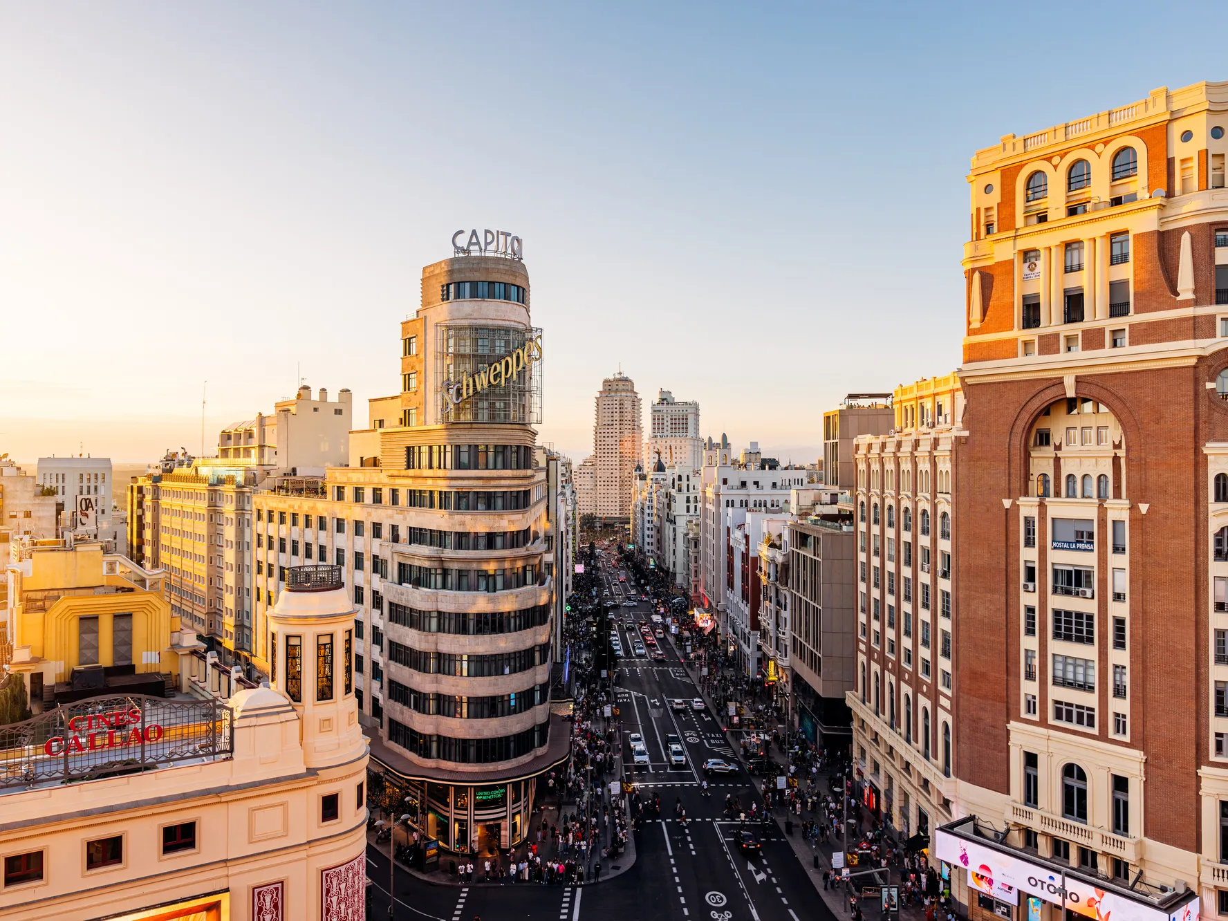 Madrid — Gran Vía at golden hour