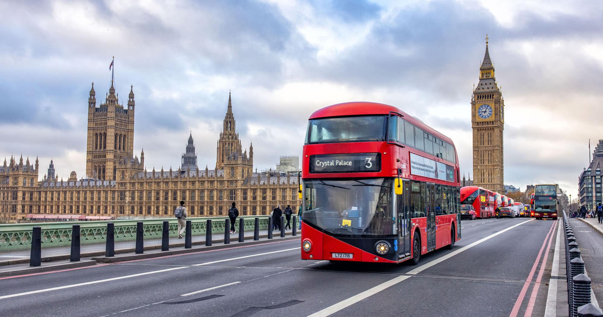 London — red bus on Westminster Bridge